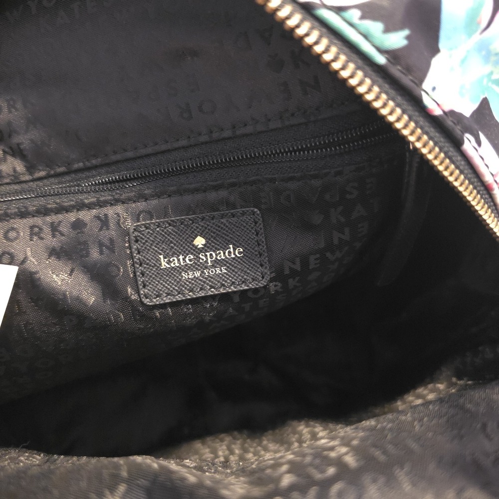 Kate Spade Small Backpack Purse Hummingbird Black Floral - Picture 8 of 12